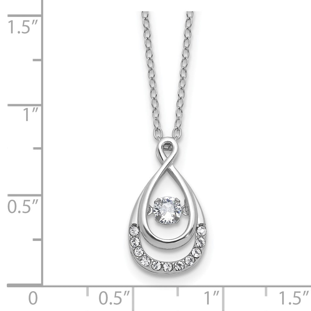 Cheryl M Sterling Silver Rhodium-plated Polished Vibrant CZ Teardrop Necklace