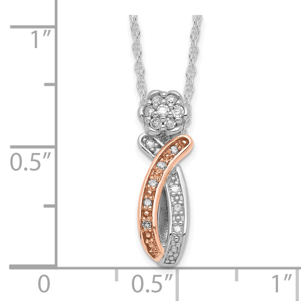Sterling Silver and 10K Rose Tone Polished Diamond Fancy Necklace