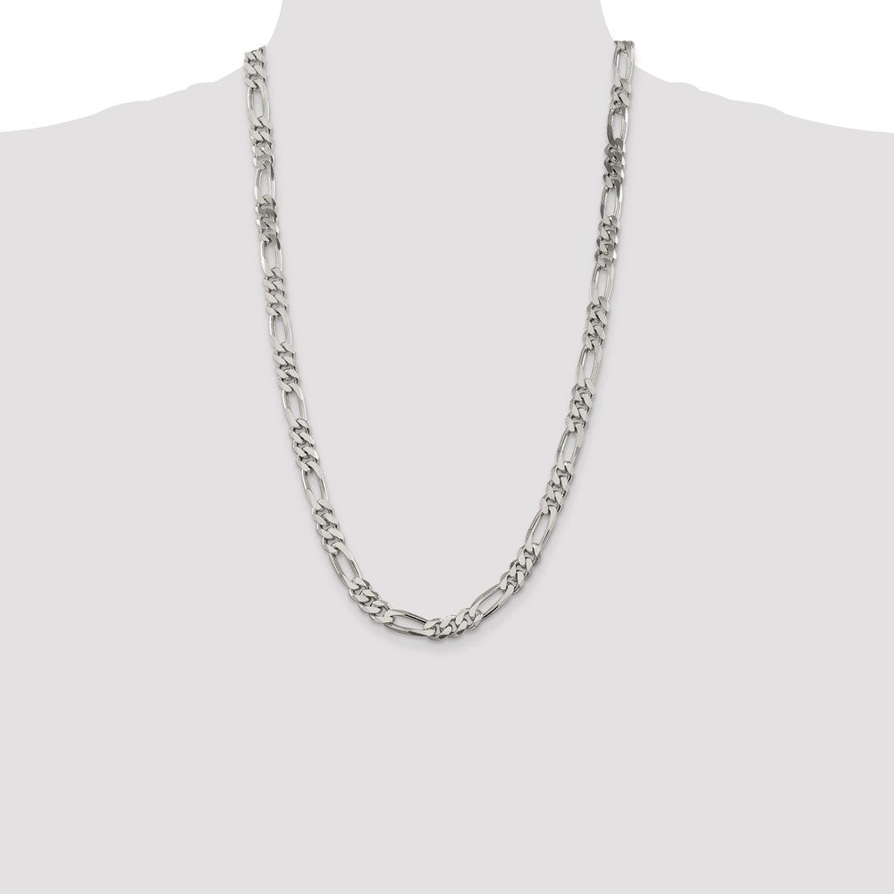 Sterling Silver 8mm Figaro Chain 26 Inches
