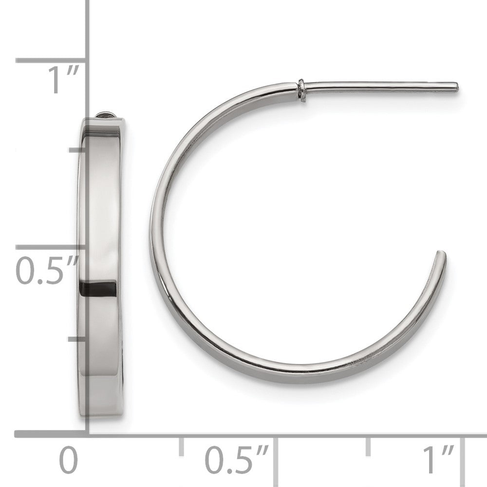 Stainless Steel Polished 20mm Diameter J Hoop Post Earrings