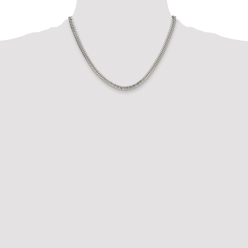 Sterling Silver Rhodium-plated 4.8mm Double Diamond-cut Curb Chain