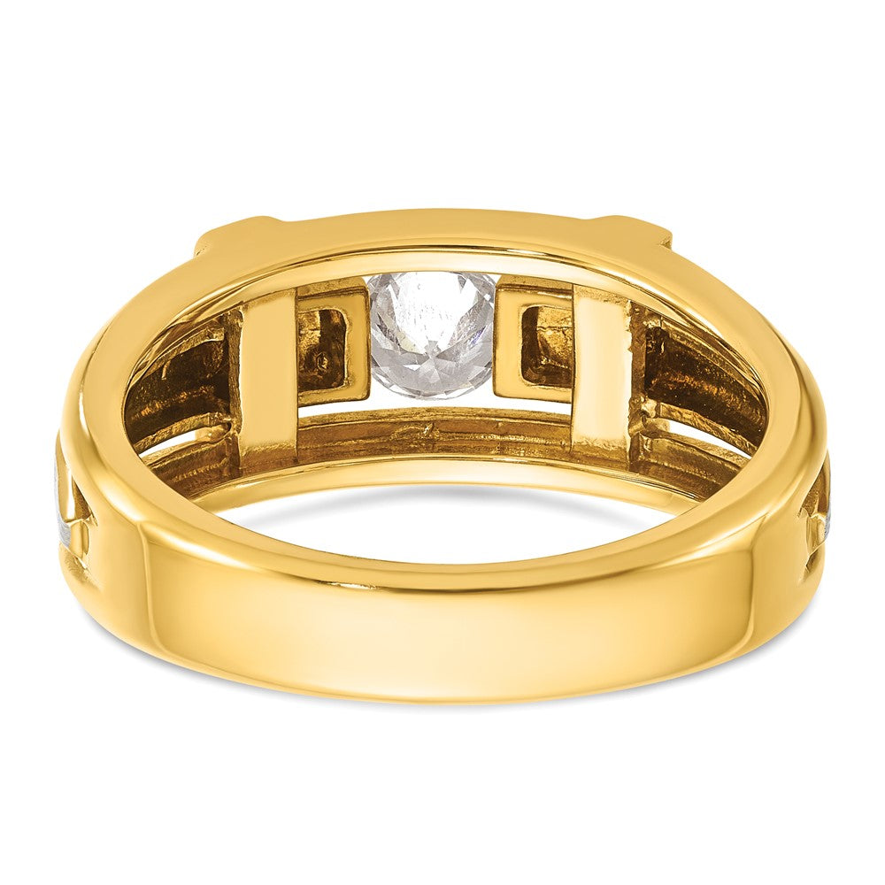 IBGoodman 14k Two tone 1/2 carat Lab Grown Diamond VS/SI+ G+ Complete Polished Satin and Cut Out Men's Cross Ring