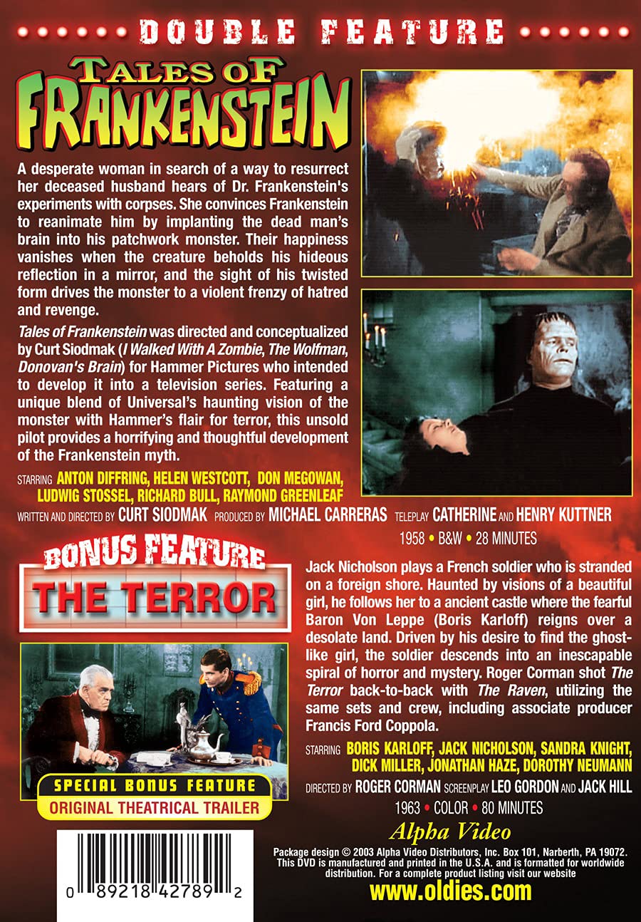 Tales of Frankenstein and the Terror (Unrated) (DVD), Alpha Video, Horror