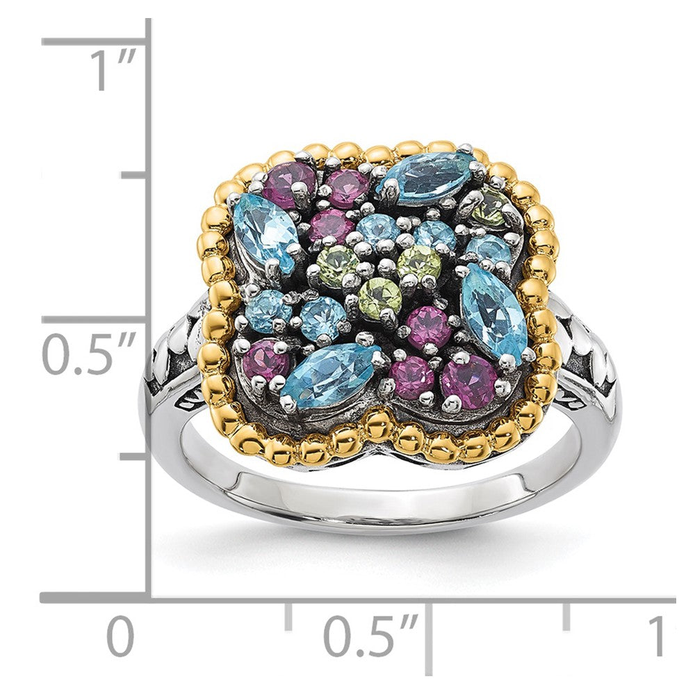 Sterling Silver w/14k Accent Multi Gemstone Ring