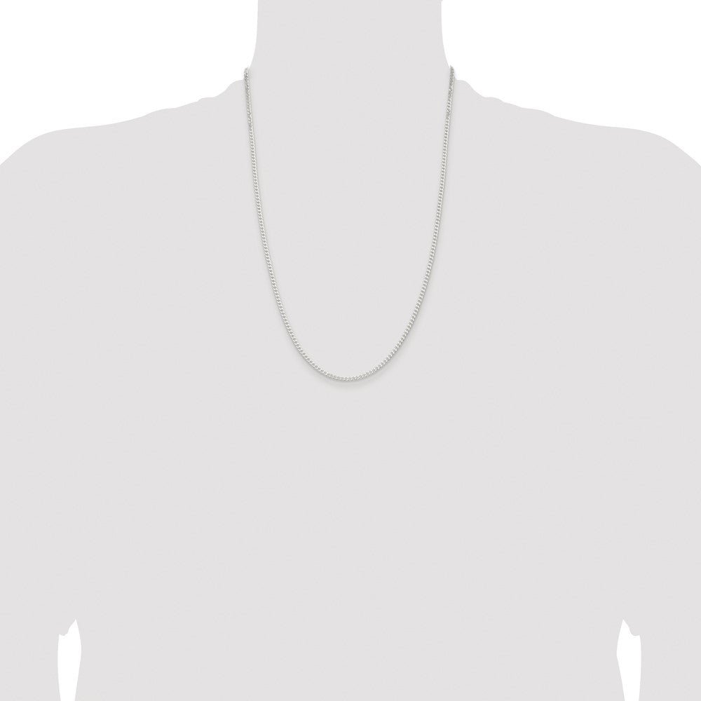 Sterling Silver Rhodium-plated 2.3mm Beveled Curb Chain