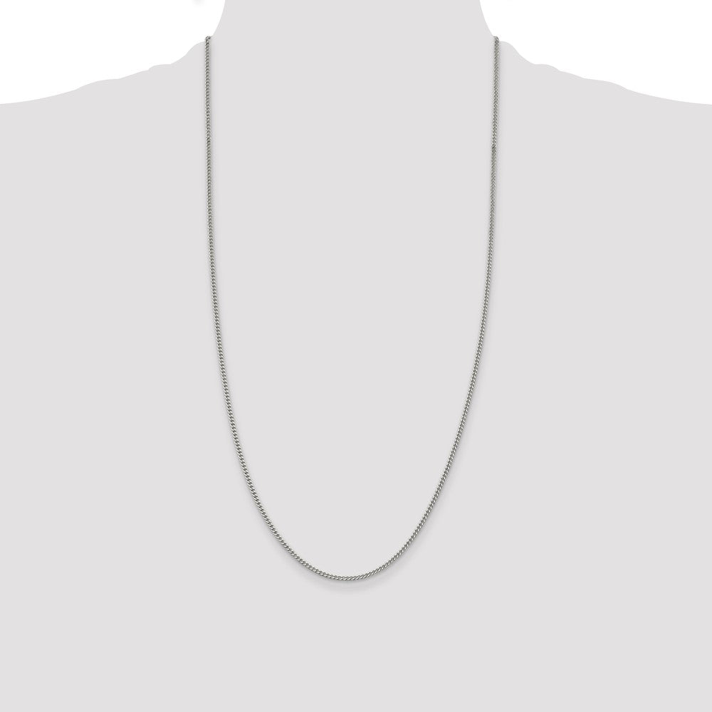 Sterling Silver Rhodium-plated 2mm Curb Chain 28 Inches
