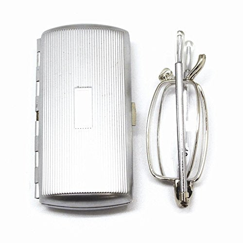 Silver-tone 2.00 Magnification Folding Reading Glasses in Metal Case QGM12433