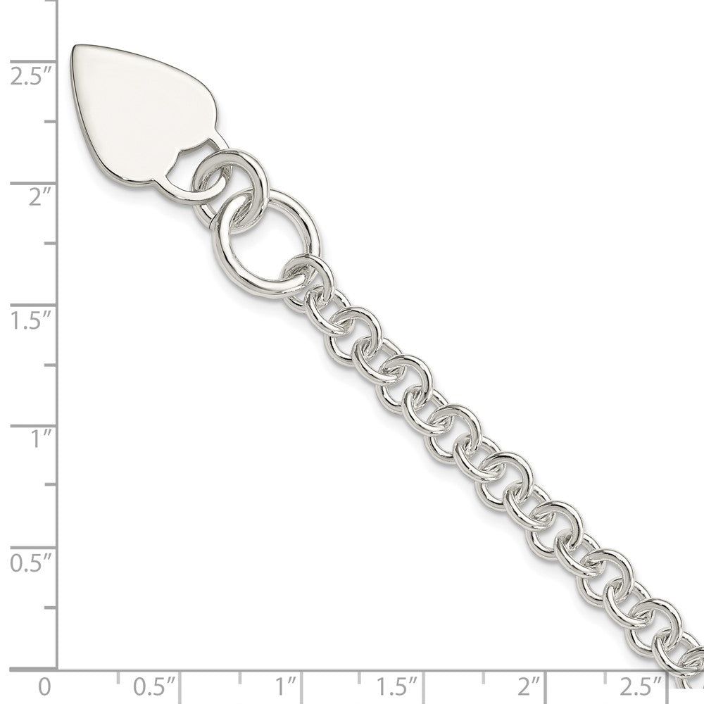Sterling Silver Polished Heart Bracelet 7.5 inches