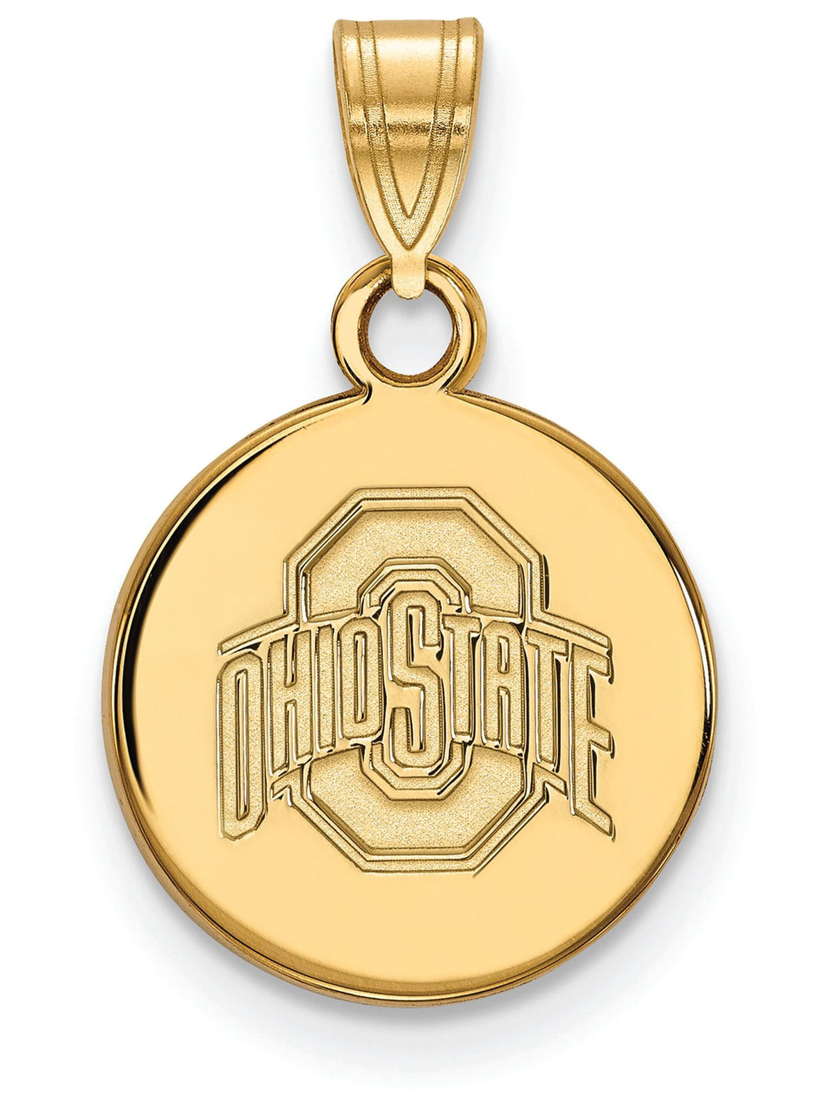 14k Gold Plated Silver Ohio State Small Logo Disc Pendant