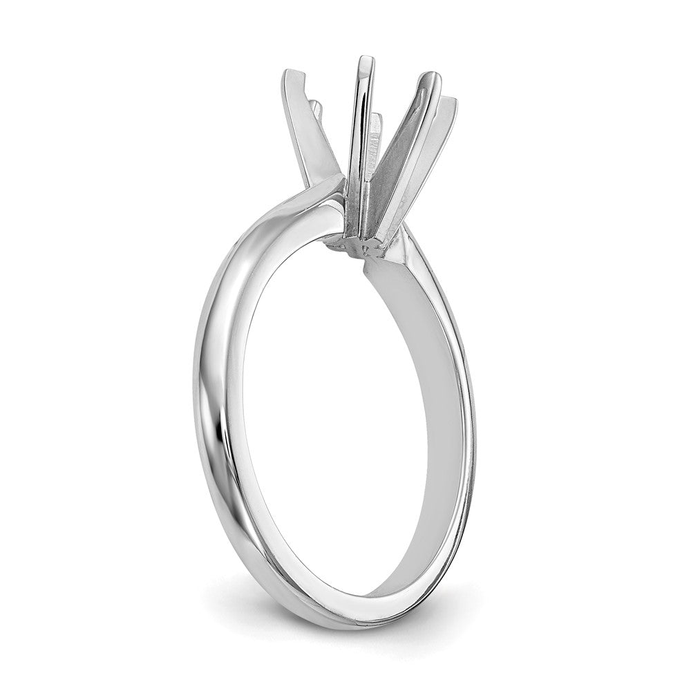14k White Gold 3/4 carat Medium-Weight Knife Edge/Half-Round 6-Prong Round Solitaire Ring Mounting