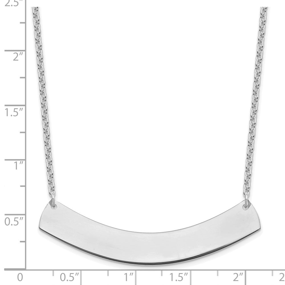 Sterling Silver/Rhodium-plated Large Curved Blank Bar Necklace