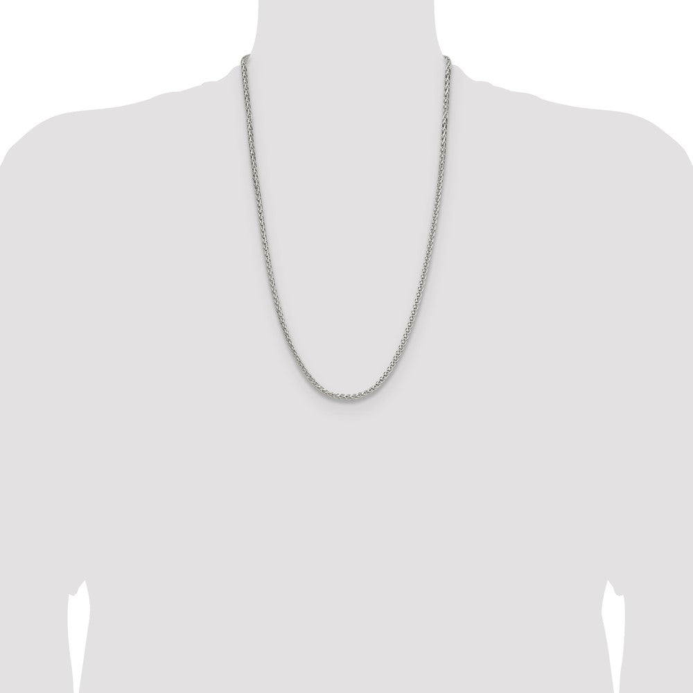Sterling Silver 3.5mm Diamond-cut Square Spiga Chain