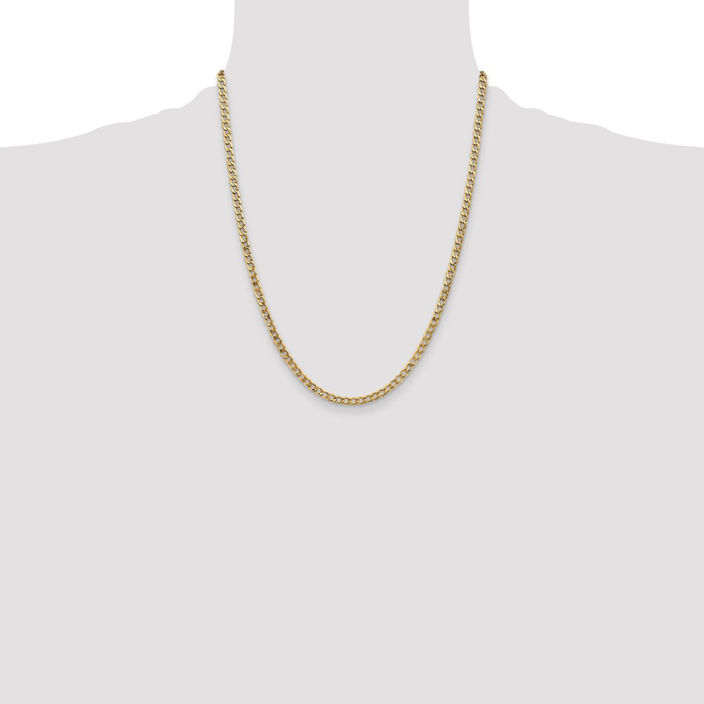 14K 22 inch 3.35mm Semi-Solid Curb with Lobster Clasp Chain