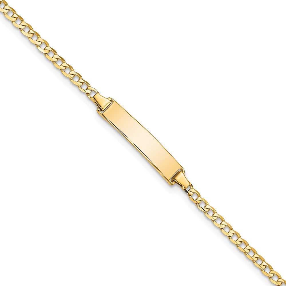 14k Flat Curb Link ID Bracelet 7 inches