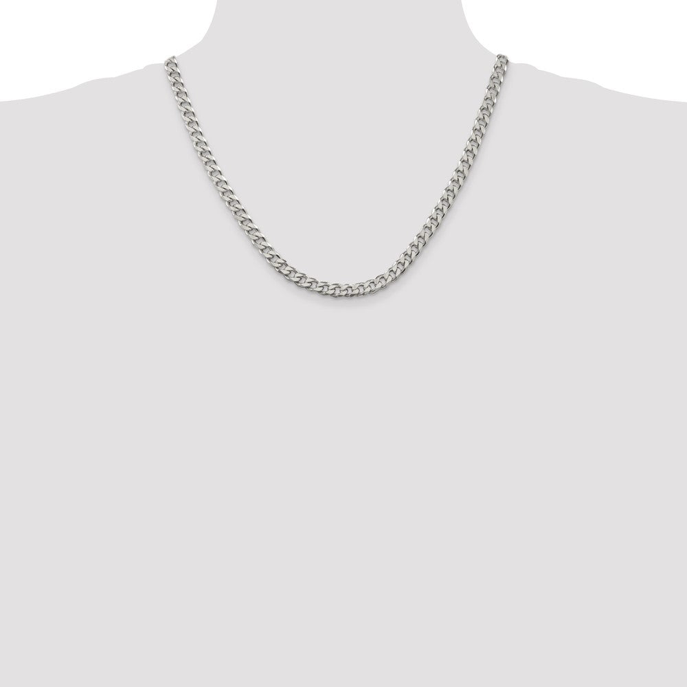 Sterling Silver Rhodium-plated 6.5mm Curb Chain 20 Inches