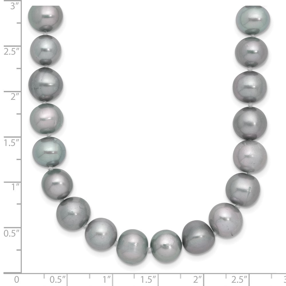 Sterling Silver Rhodium-plated 8-9mm Grey Near-Round Freshwater Cultured Pearl 20 inch Necklace 20 Inches