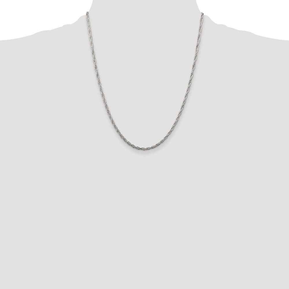 Sterling Silver 2.5mm Loose Rope Chain 22 Inches