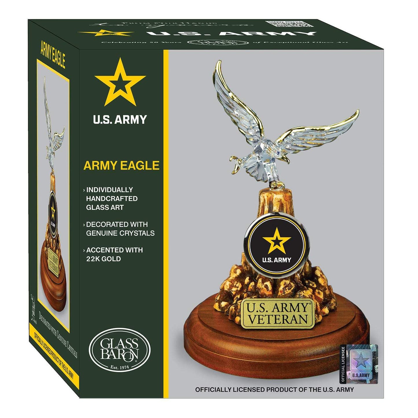 Glass Baron US ARMY VETERAN with Eagle Glass Figurine