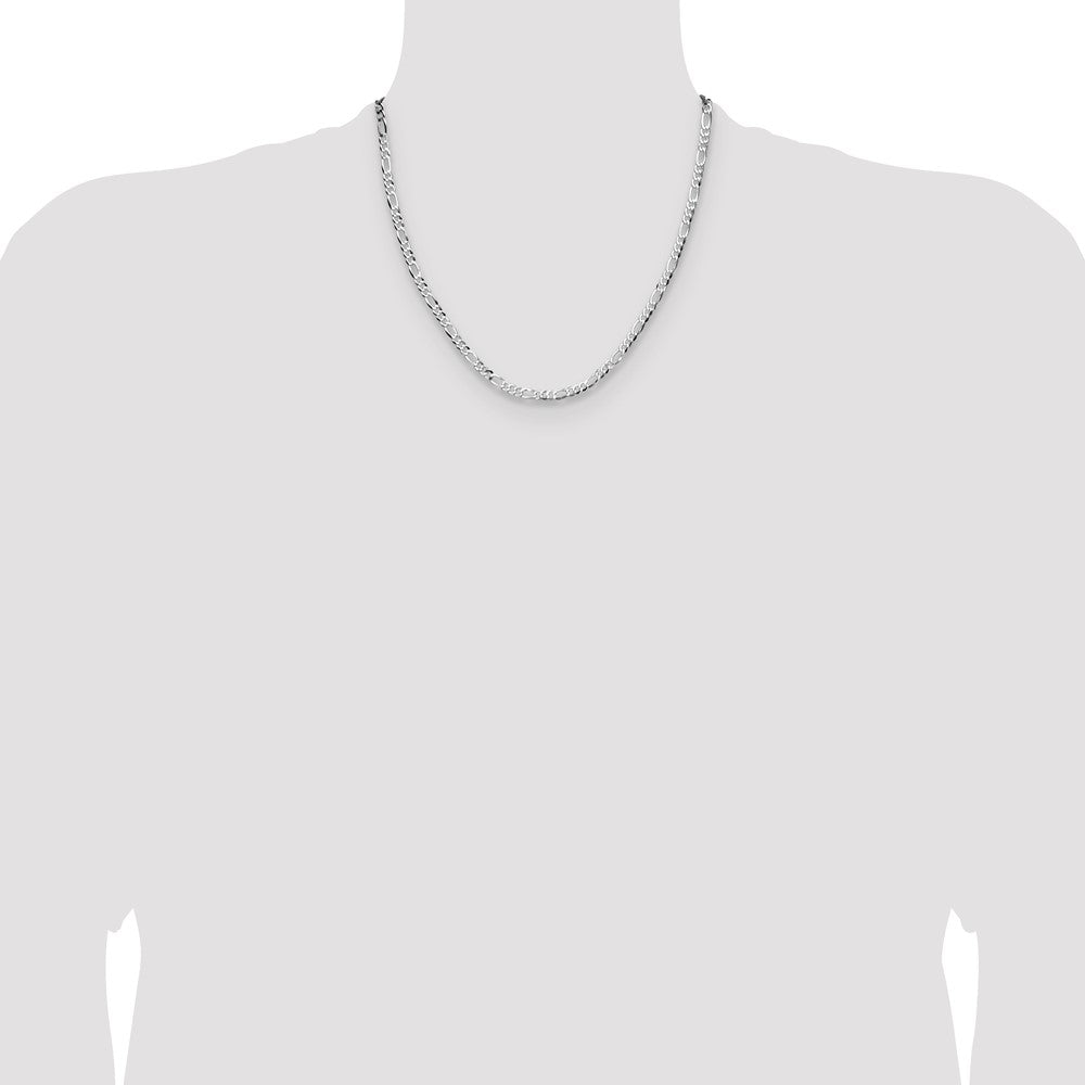 Sterling Silver 4.0mm Lightweight Flat Figaro Chain