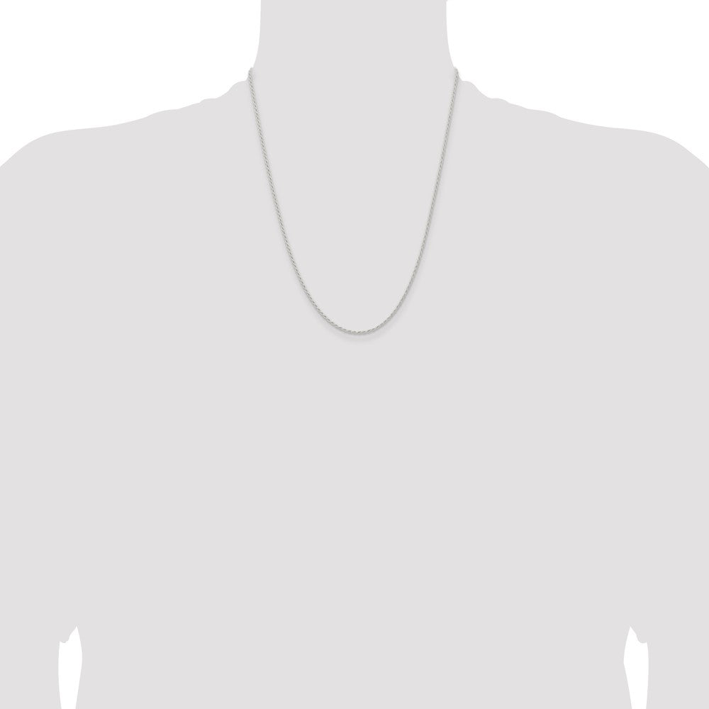 Sterling Silver 1.5mm Solid Rope Chain 22 Inches