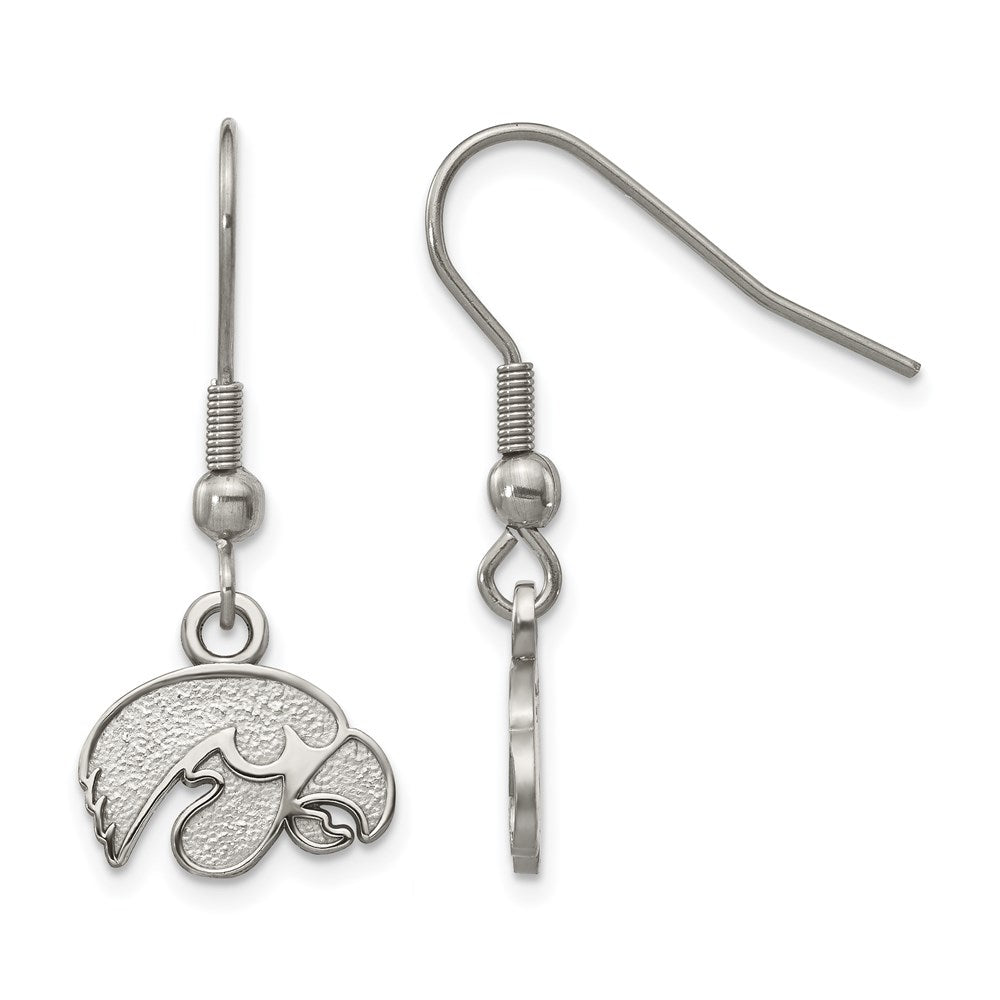 Stainless Steel LogoArt University of Iowa Hawk Dangle Wire Earrings QST517UIA