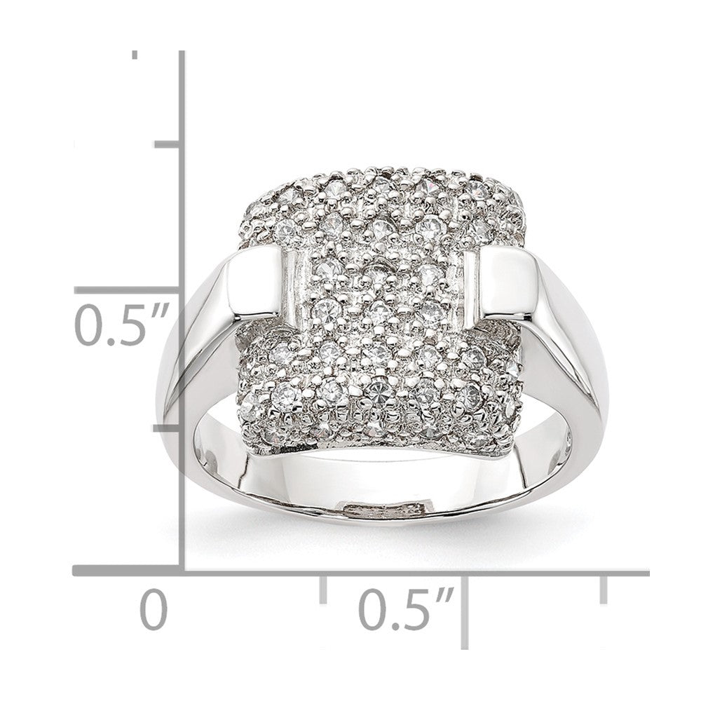 Sterling Silver Pave CZ Square Ring