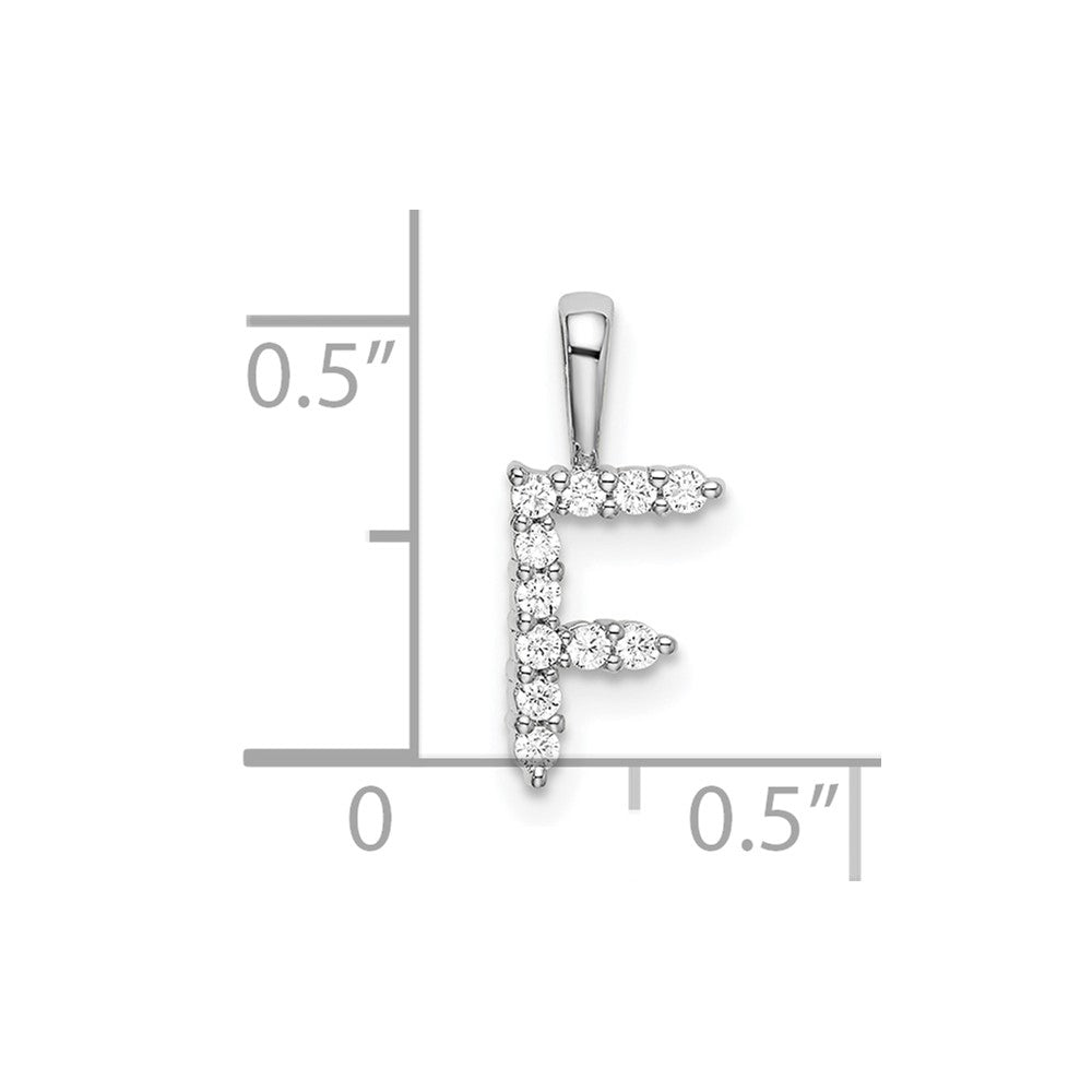 14k White Gold 1/8 carat Lab Grown Diamond VS/SI+ G+ Letter F Initial Pendant