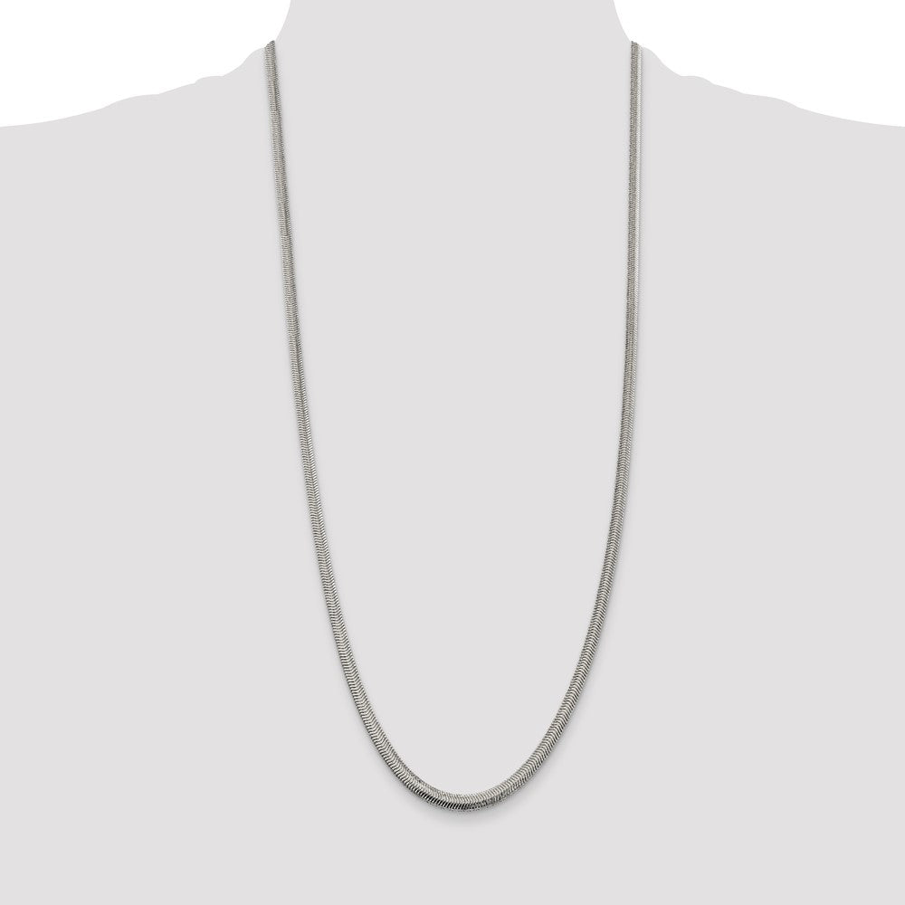 Sterling Silver 4.2mm Flat Oval Snake Chain 30 Inches
