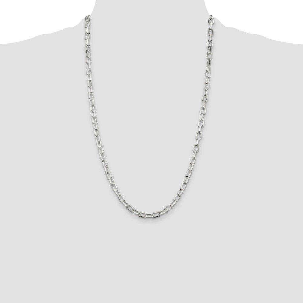 Sterling Silver 5.75mm Diamond-cut Long Link Cable Chain 26 Inches