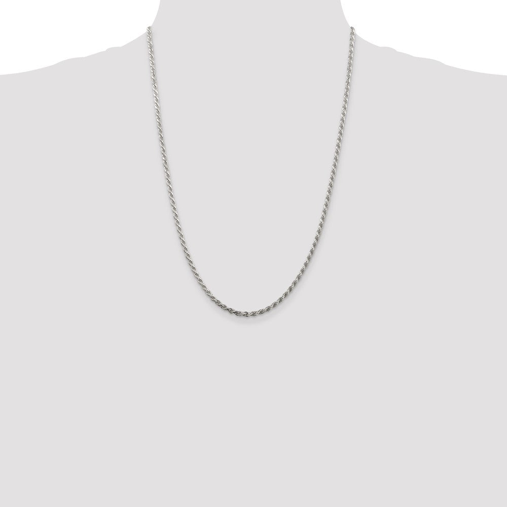 Sterling Silver 2.75mm Diamond-cut Rope Chain 24 Inches