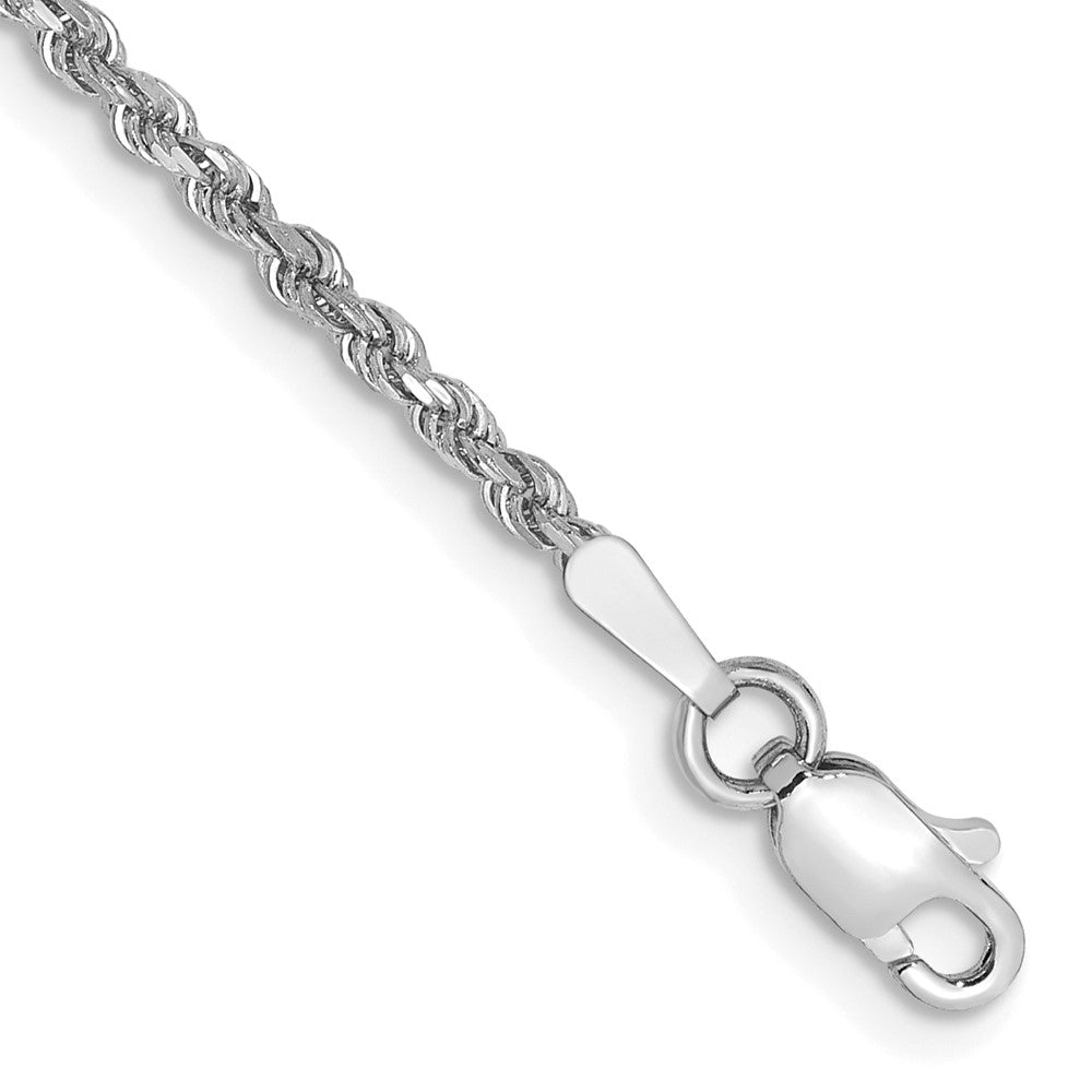 14K White Gold 8 inch 1.75mm Diamond-cut Rope with Lobster Clasp Chain 8 inches