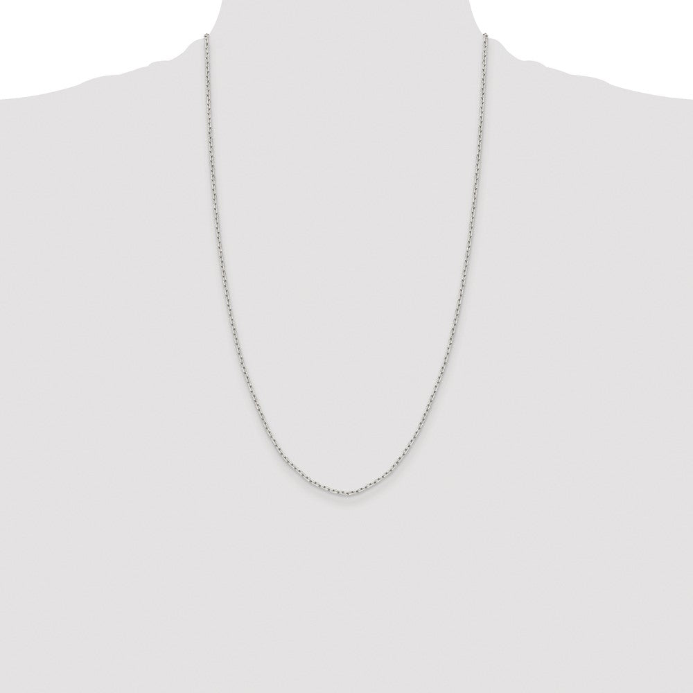 Sterling Silver Rhodium-plated 1.65mm Diamond-cut Long Link Cable Chain