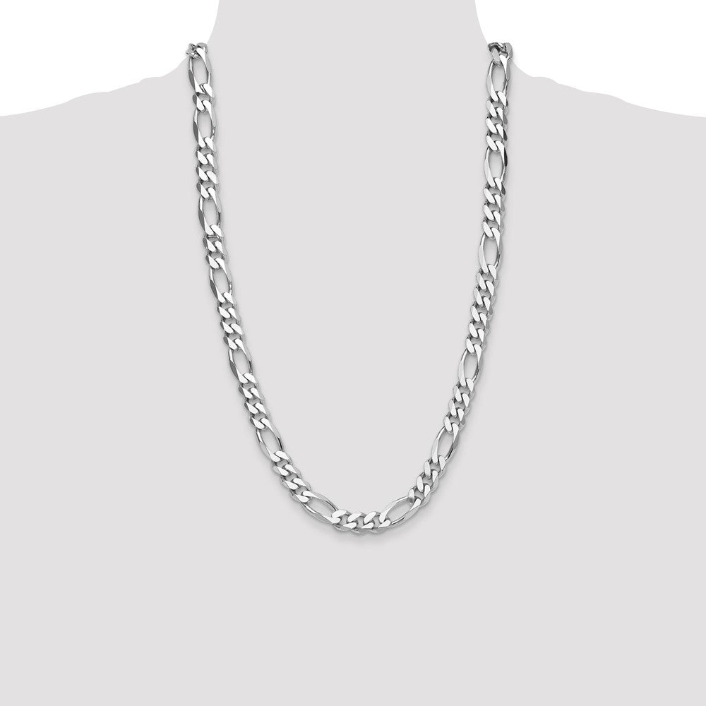 Sterling Silver Rhodium-plated 10.2mm Figaro Chain 26 Inches