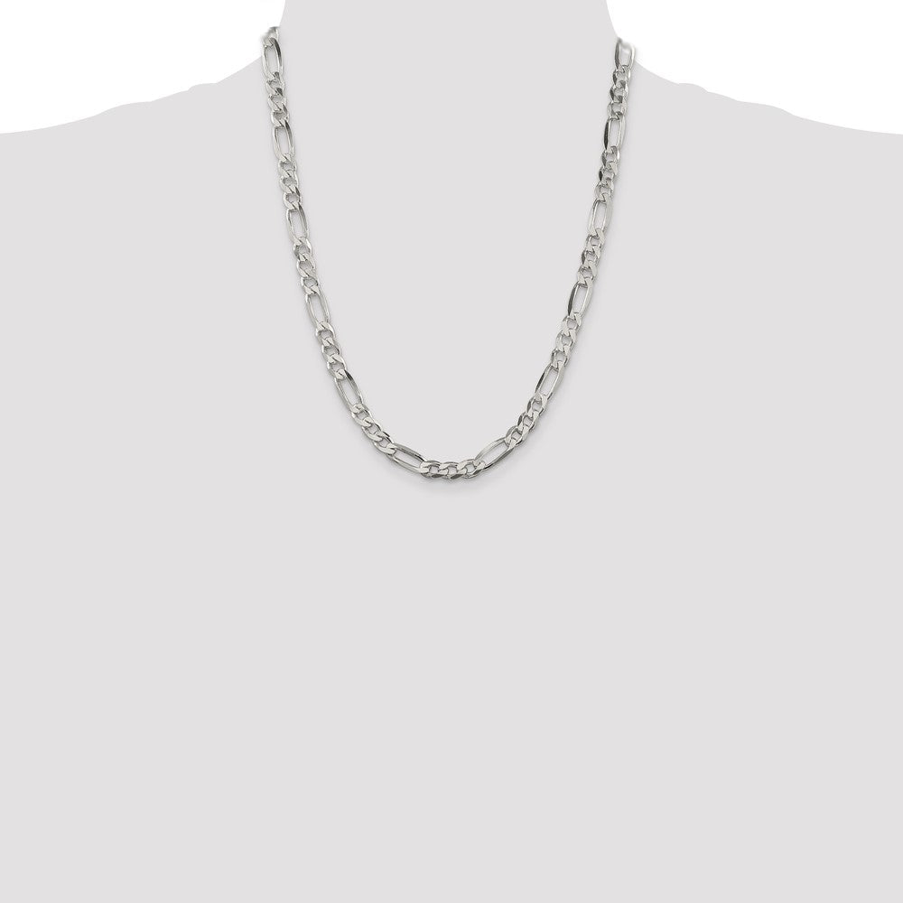 Sterling Silver 6.75mm Figaro Chain 22 Inches