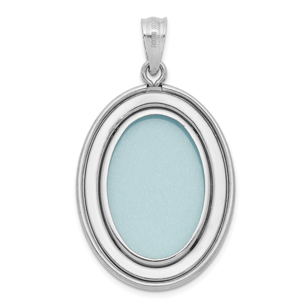 Sterling Silver Rhod-plated Polished Life is Inspiration Oval Open Locket
