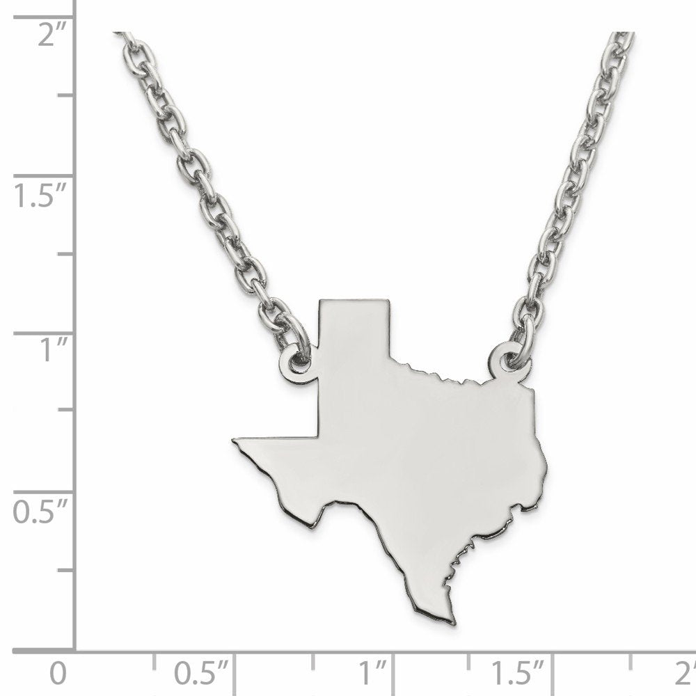 Sterling Silver/Rhodium-plated Texas State Necklace