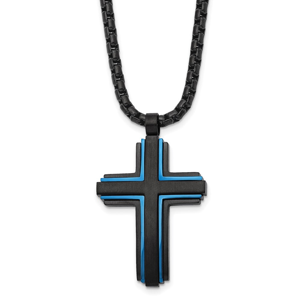 Stainless Steel Brushed & Polished Black/Blue IP-