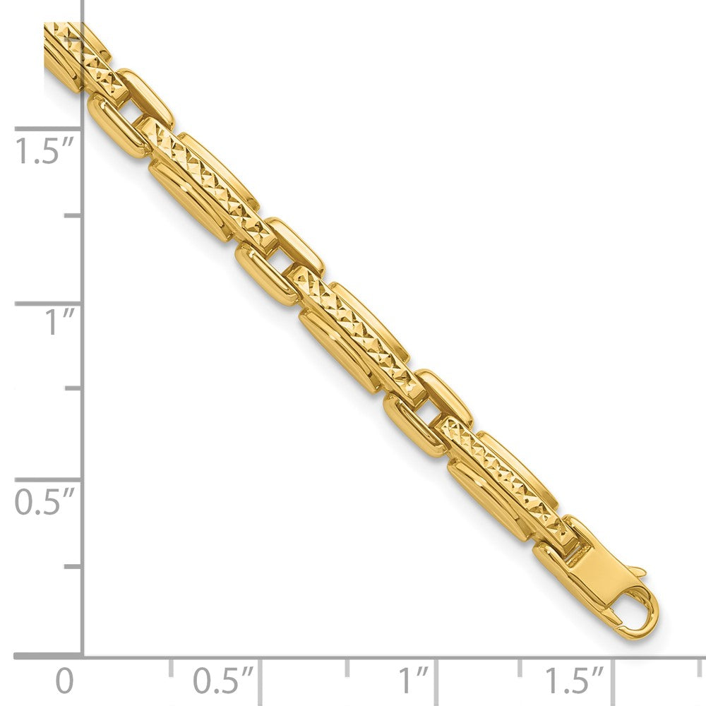 14K Polished Diamond-cut Fancy Link Reversible Bracelet 7.5 inches