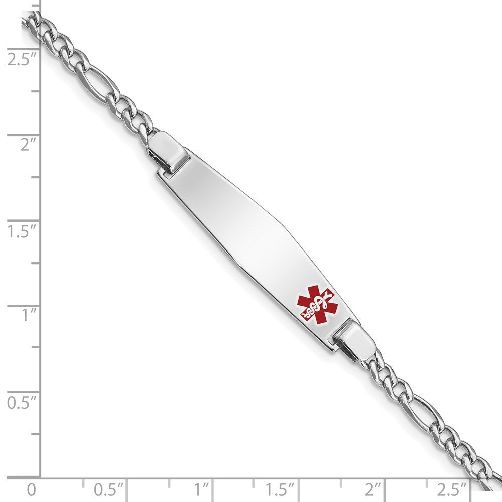 Sterling Silver Rhodium-plated Medical ID Figaro Link Bracelet 8 inches