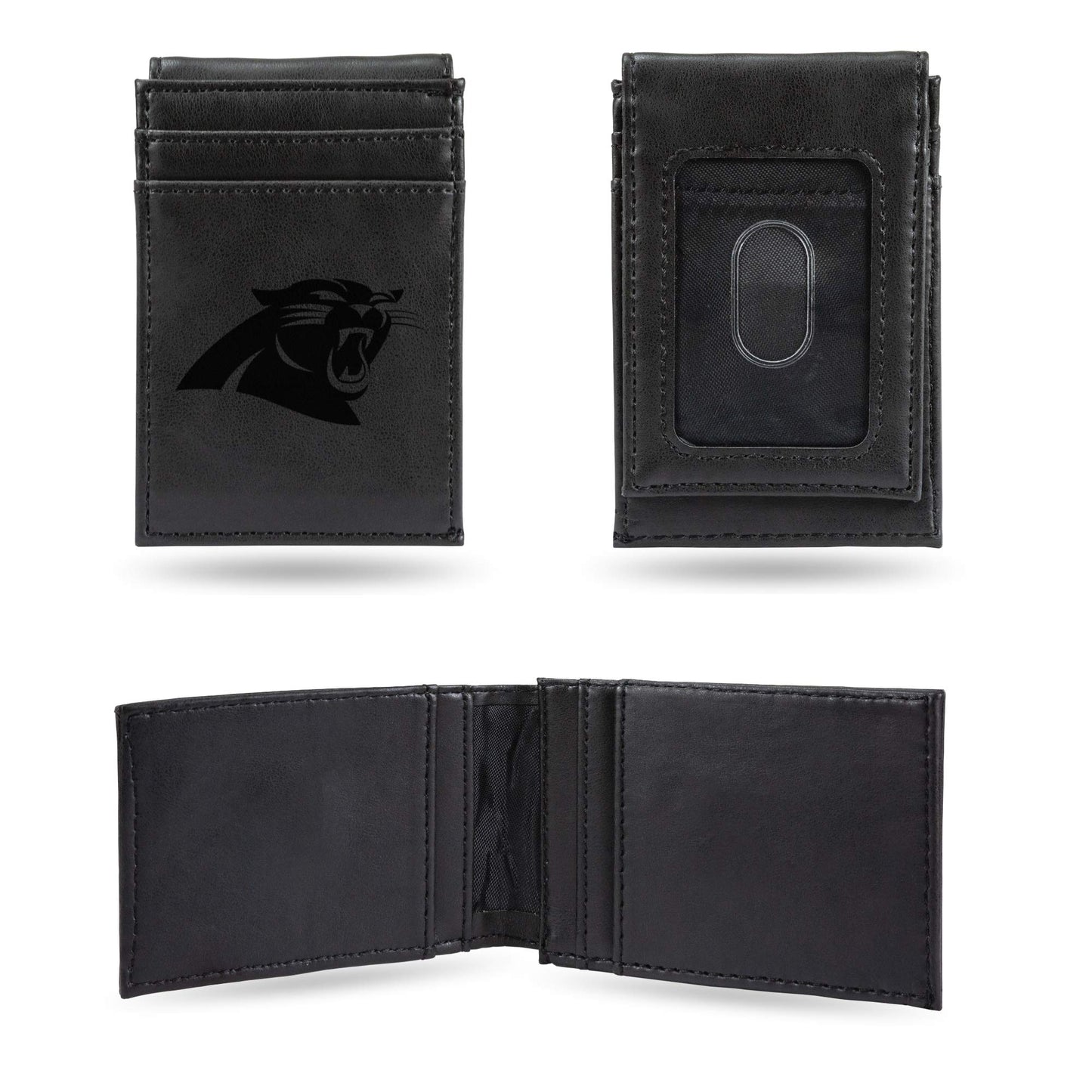 Panthers Laser Engraved Black Front Pocket Wallet