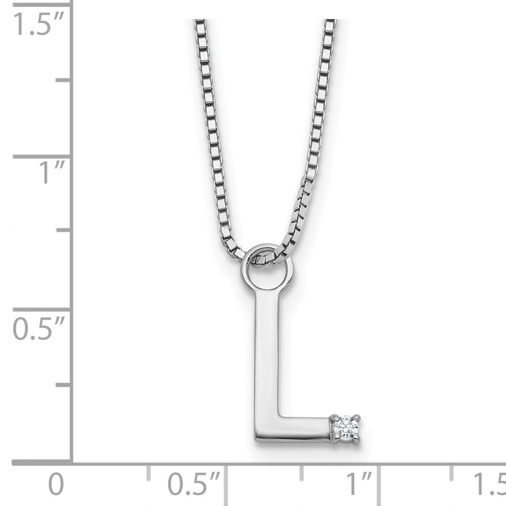 White Ice Sterling Silver Rhodium-plated 18 inch Diamond Letter L Initial Necklace plus 2 inch Extender 18 Inches