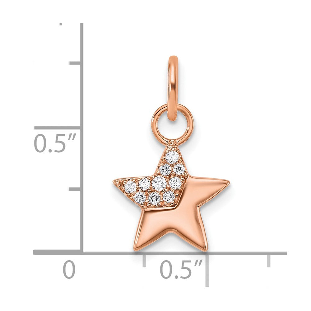 14K Rose Gold Polished Diamond Star Charm