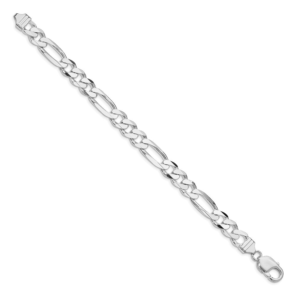 Sterling Silver Rhodium-plated 9mm Figaro Chain 9 inches