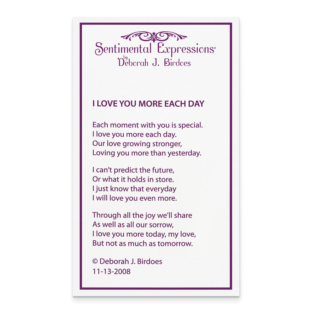 Sentimental Expressions Sterling Silver Rhodium and Gold-plated CZ I Love You More Each Day Heart 18 inch Necklace with Poem Card 18 Inches