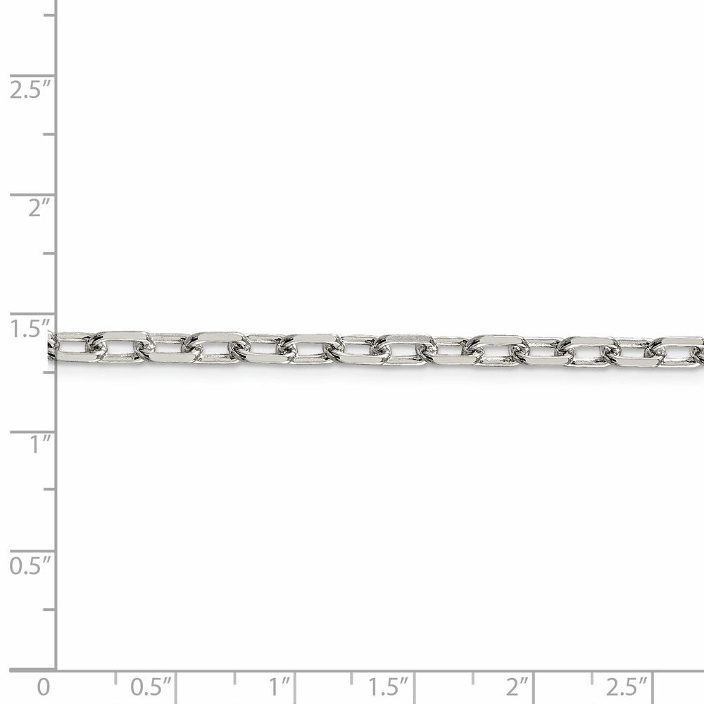 Sterling Silver Rhodium-plated 4.5mm Diamond-cut Long Link Cable Chain