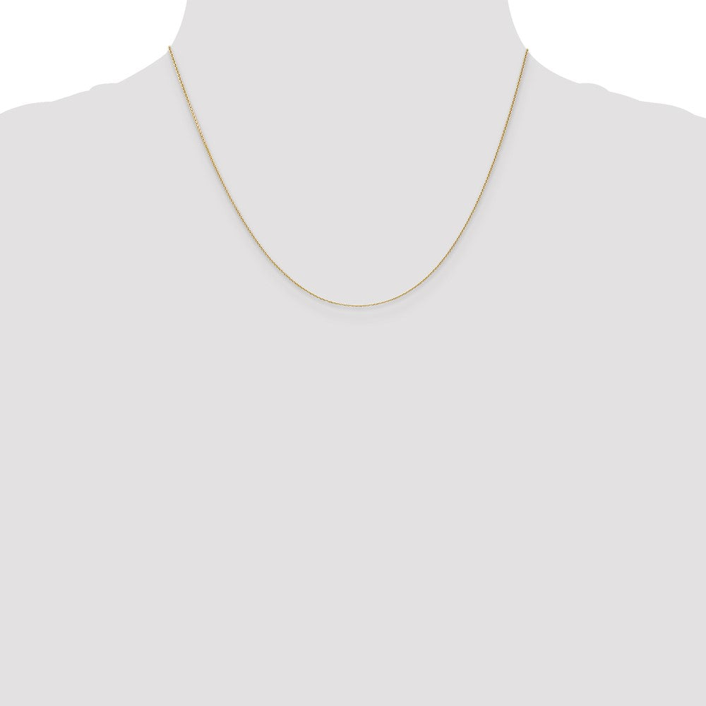 14K 18 inch .65mm Diamond-cut Round Open Link Cable with Lobster Clasp Chain
