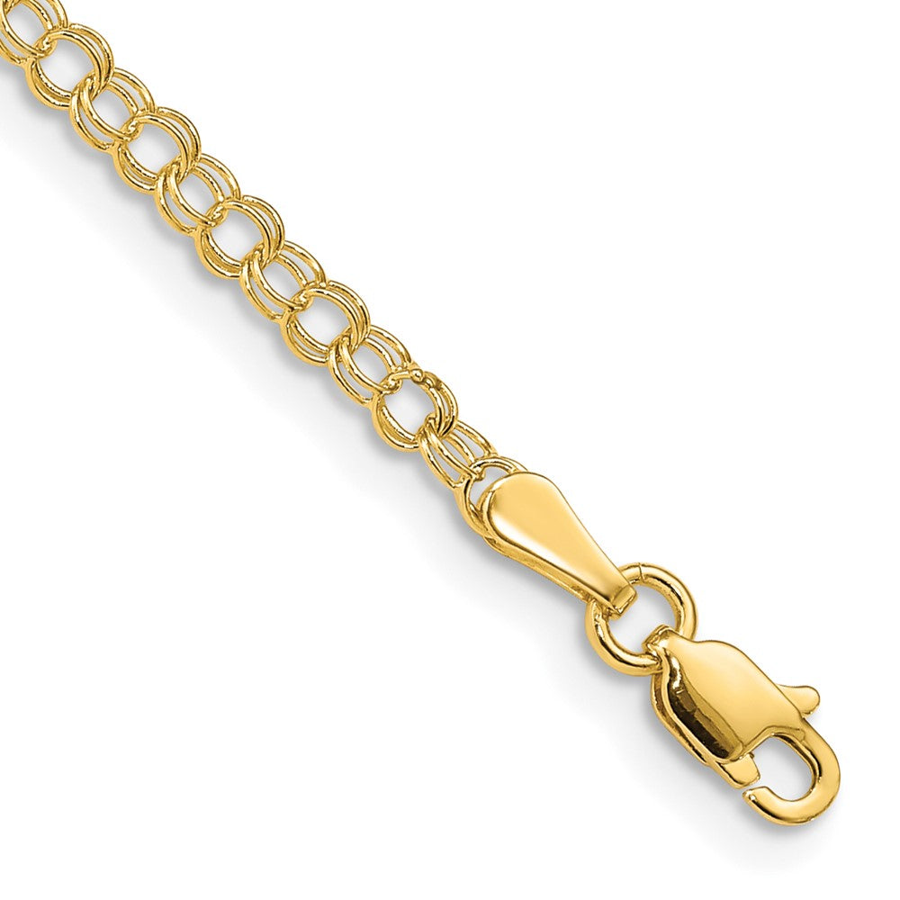 14k 3mm Solid Double Link Charm Bracelet 8 inches