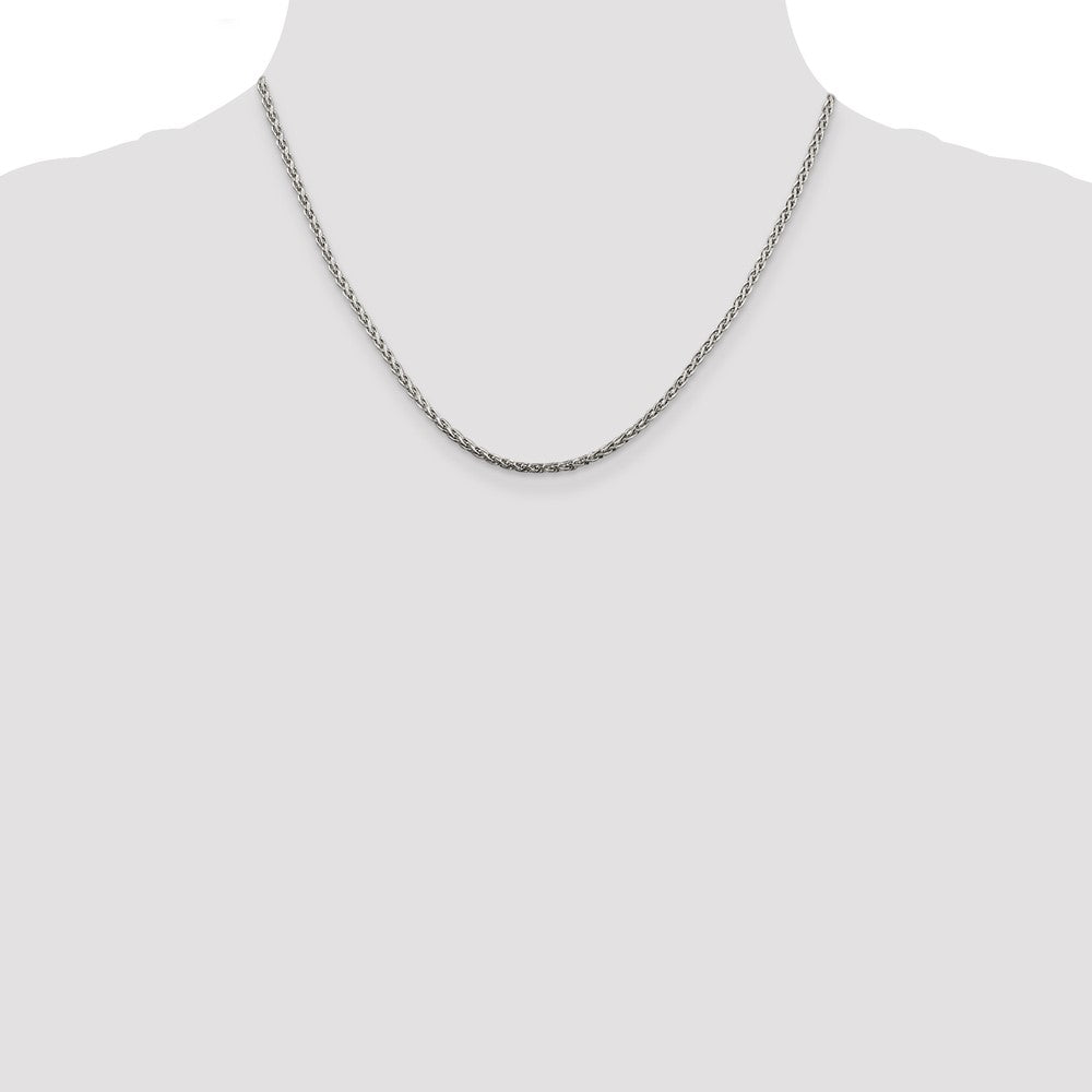 Sterling Silver 2mm Diamond-cut Spiga Chain 18 Inches
