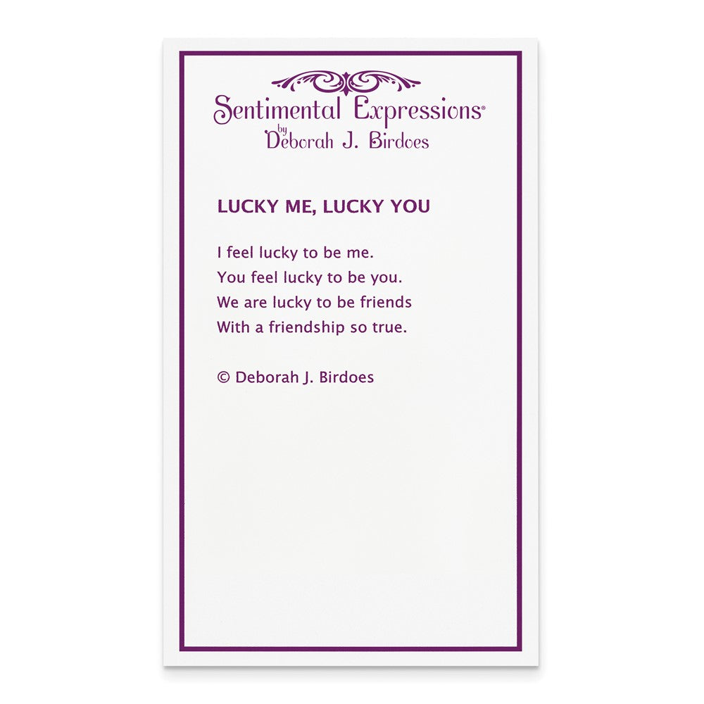 Sentimental Expressions Sterling Silver Rhodium-plated CZ Antiqued Lucky Me Lucky You 18in Necklace