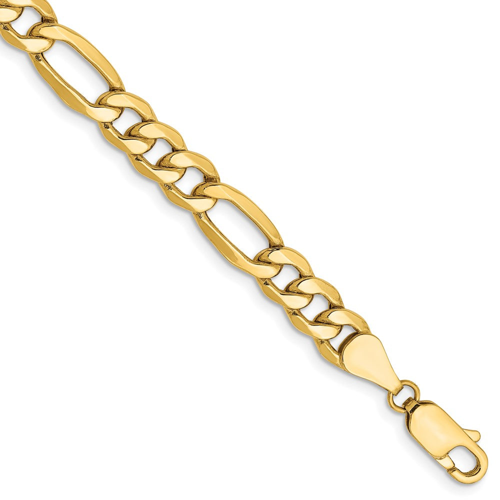 14K 8 inch 6.25mm Semi-Solid Figaro with Lobster Clasp Bracelet 8 inches